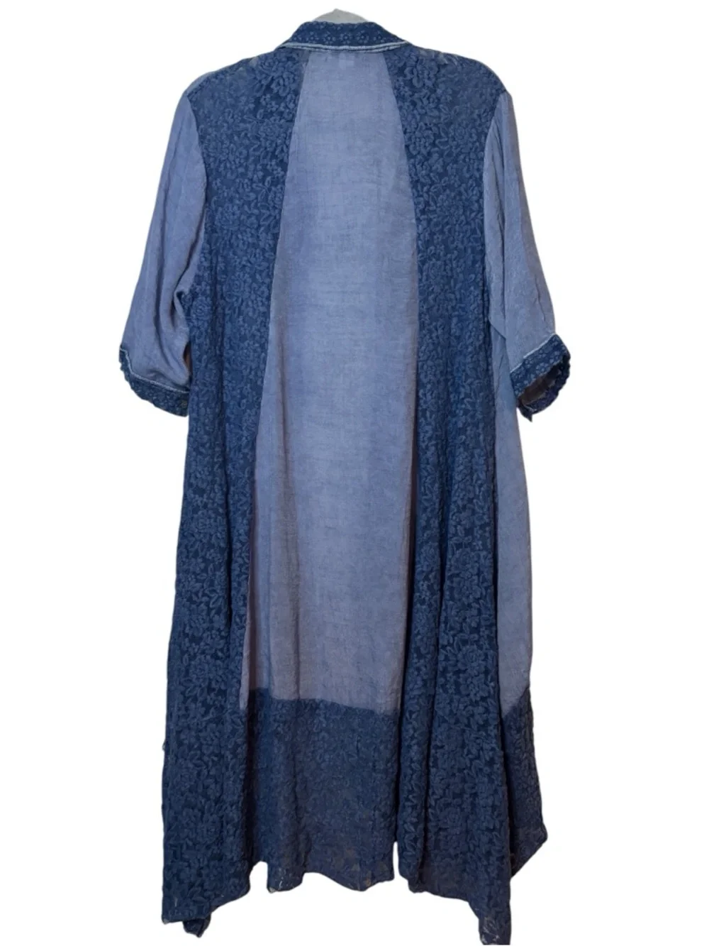 Kamana Boho Layered Navy Blue Open Front Duster Size Large - Picture 5 of 5